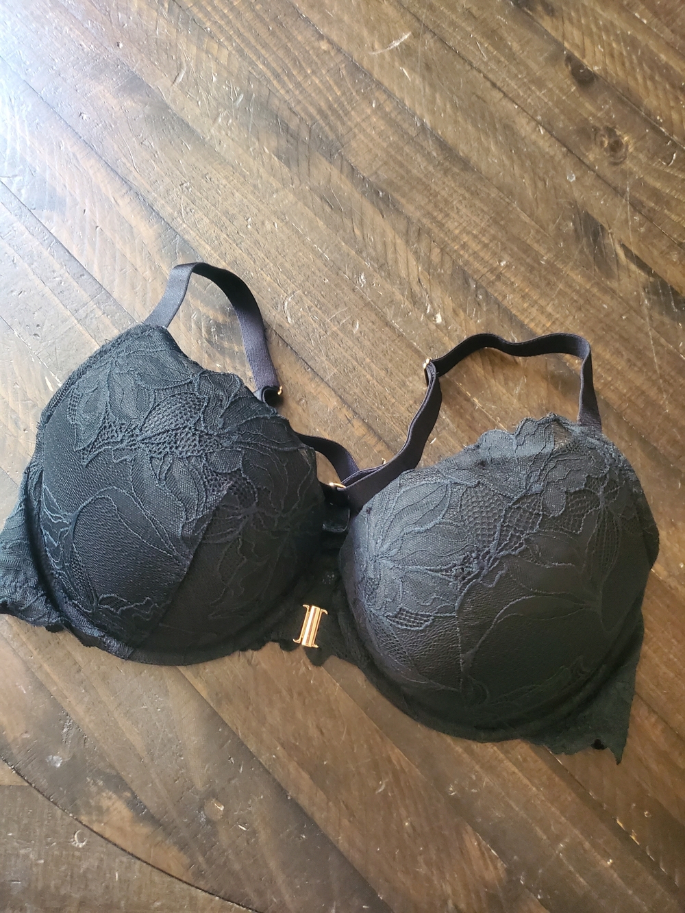 Auden Black Lace Front-Closure Push-Up Bra